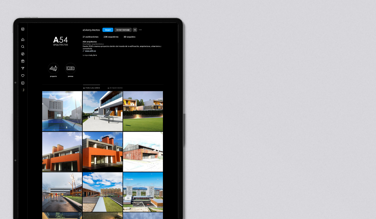 gestión de instagram para A54 Arquitectos